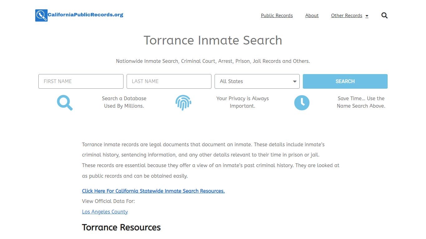 Torrance Inmate Search - Current & Past TPD CA Jail Records