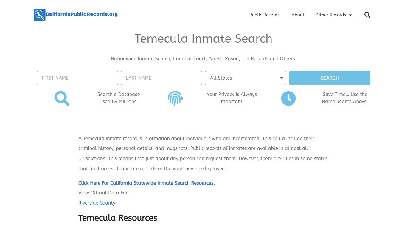 Temecula Inmate Search - Current & Past TPD CA Jail Records